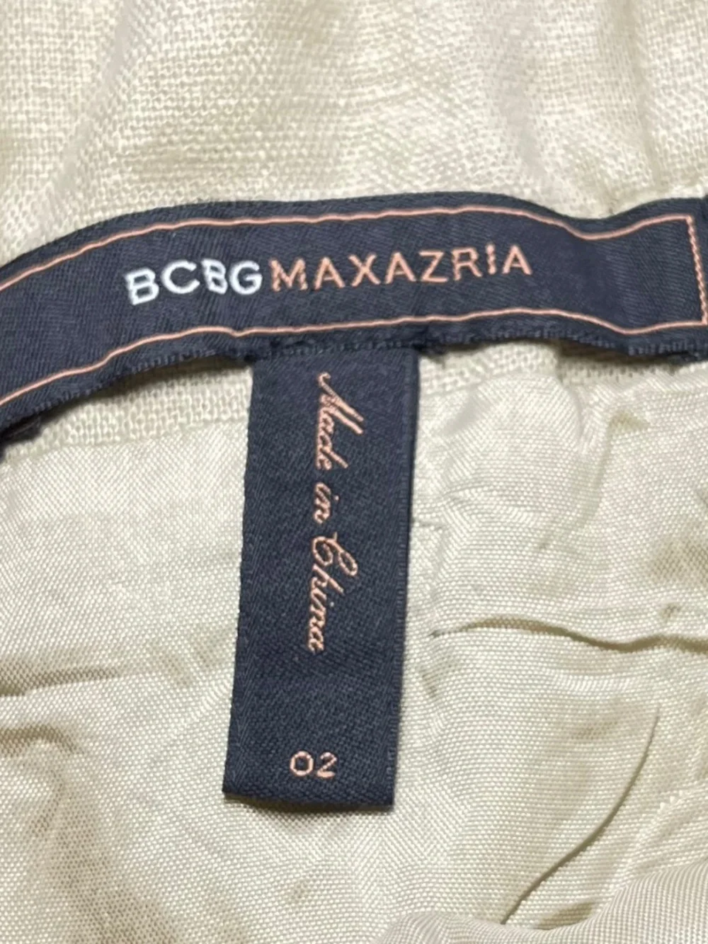 BCBGMaxAzria Tan Linen Blend Lined A-Line Skirt Size 2